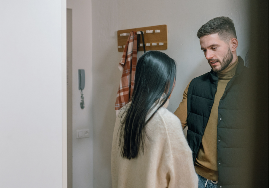 couple talking in hallway foundation of a relationship