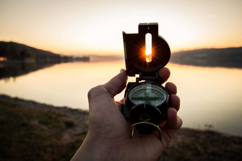 person holding compass, core values list