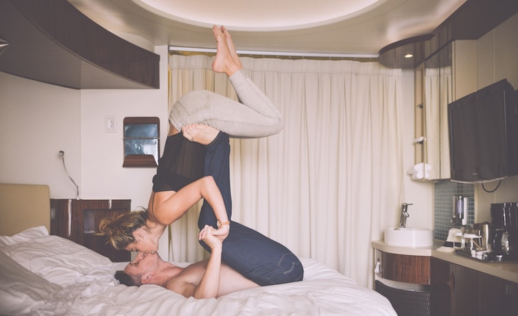 fun couple kissing gymnastics