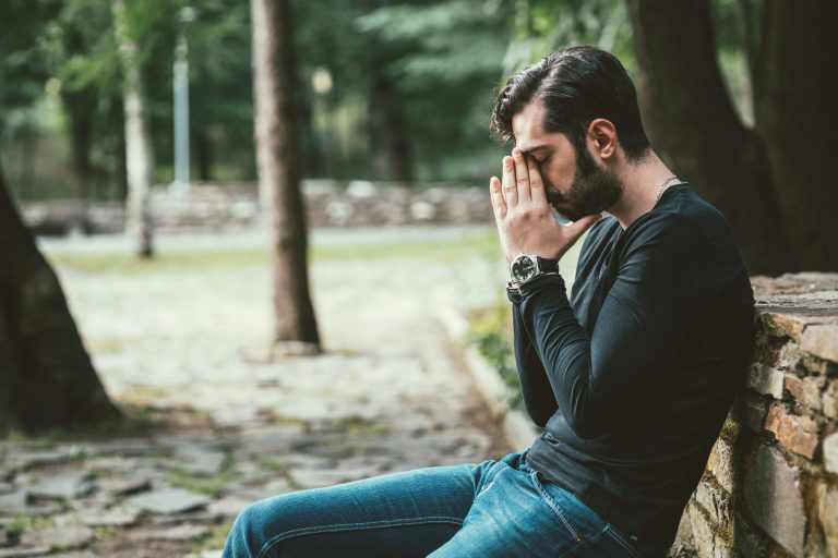 Stressed man, feeling hopeless