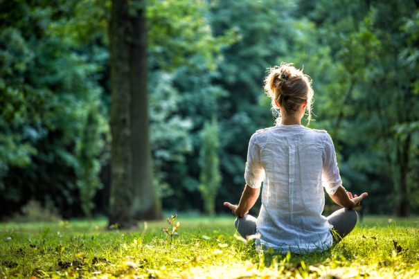 woman meditating, type b personality