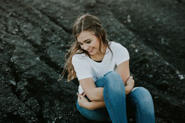 woman laughing, nervous laughter