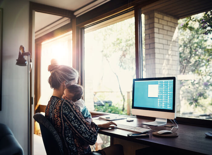 woman holding baby at computer believe in yourself quotes