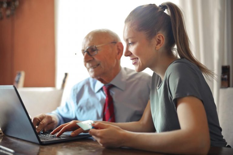 woman helping older man, humility quotes what is respect