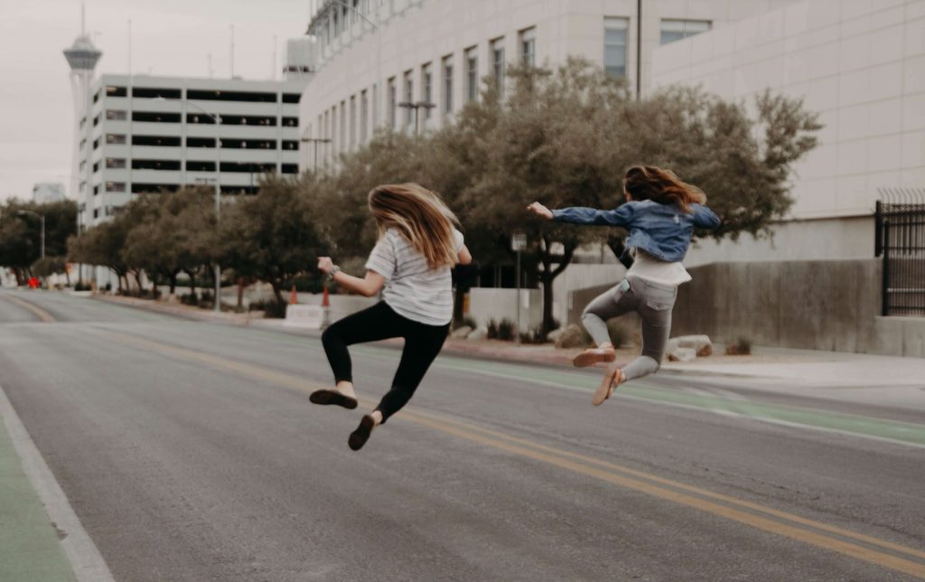 Woman jumping, happy thoughts for today