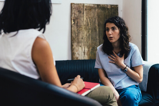 women talking interview words to describe yourself