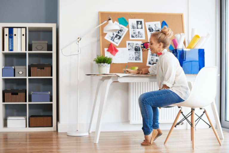 woman at desk what is a vision board