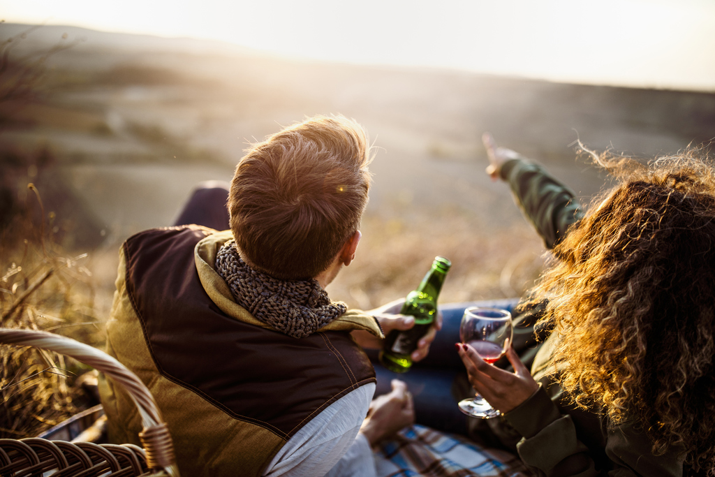 couple having picnic signs she wants a serious relationship with you