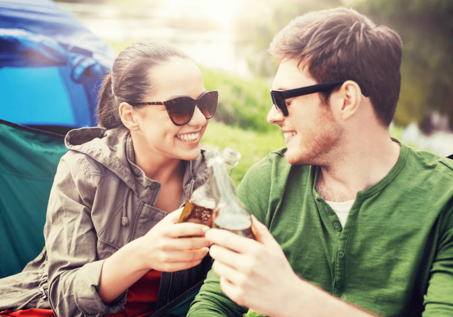 couple sitting outside truth or drink questions for couples