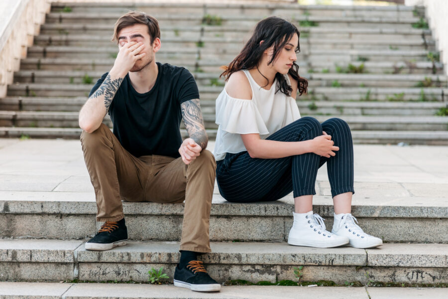 Couple ignoring each other signs he will never come back