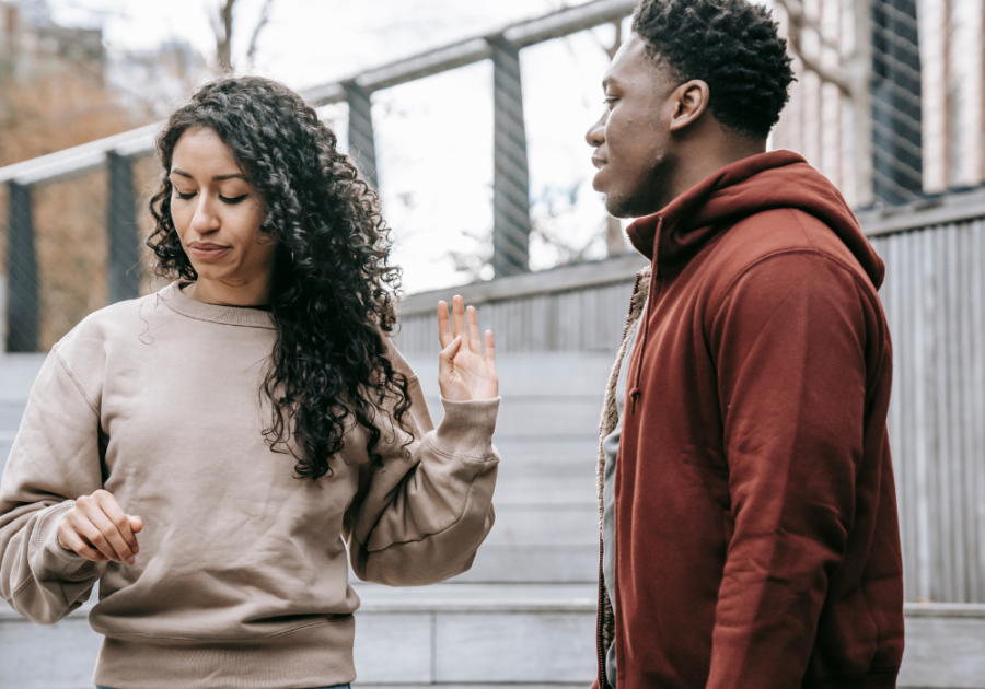 girl stopping a guy from coming near her how to put a manipulator in their place