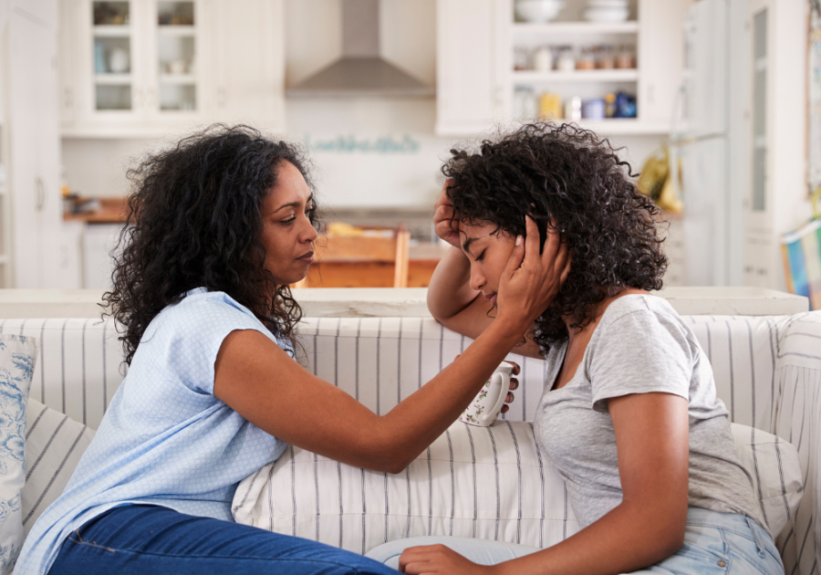 mother comforting teenager daughter mommy issues in women