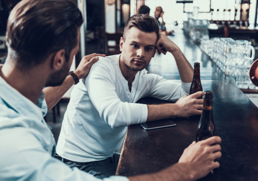 male best friends having a drink how to stop oversharing