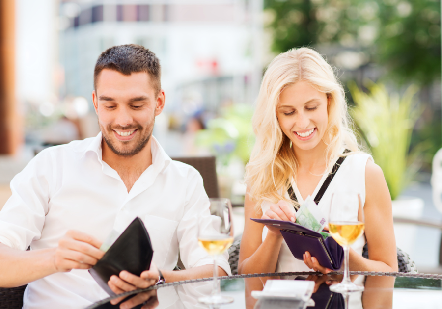 man and woman go Dutch for their date dating a man who is not financially stable