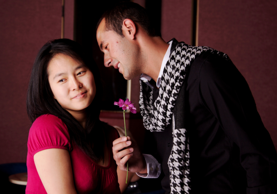 man giving flowers to a girl do I like him or just the idea of him