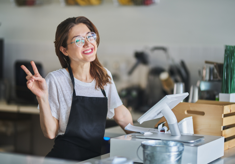 young woman being happy dynamic personality