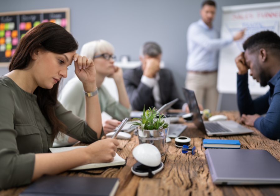 office workers worried in the meeting Dry Personality