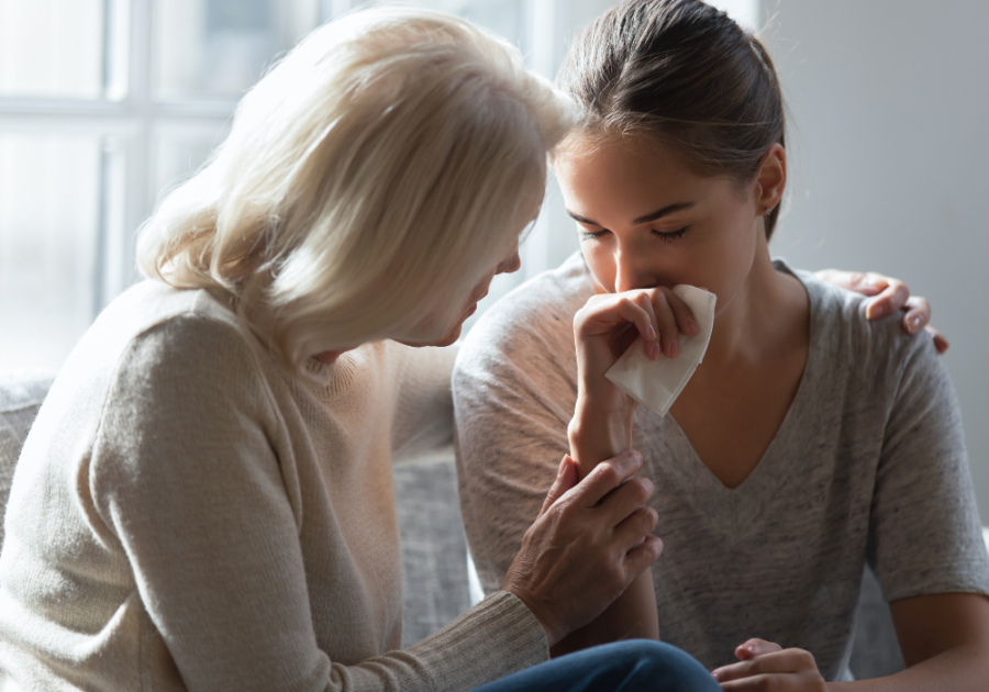 young girl crying and her mother comforting her words of encouragement for my daughter