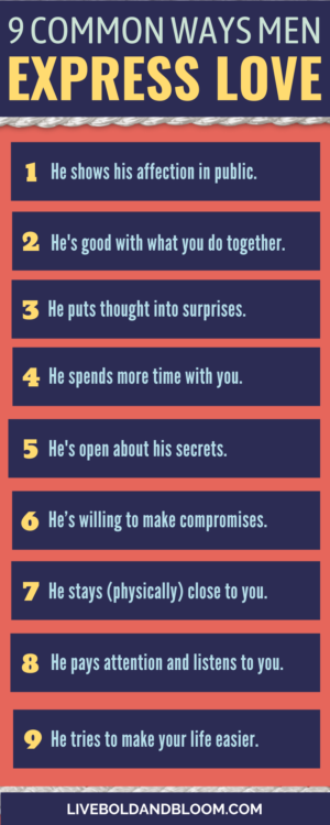 Read this infographic to know the common ways men express love.