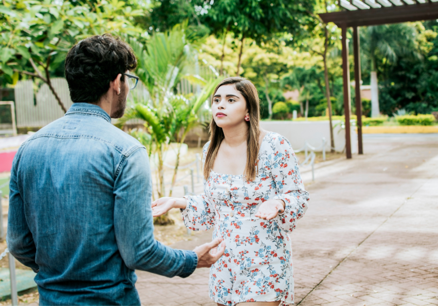 young couple having an argument signs the relationship is over for him