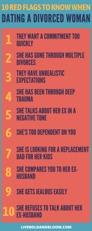 red flags of a divorced woman infographic