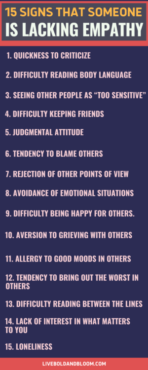 signs that someone lacks empathy infographic