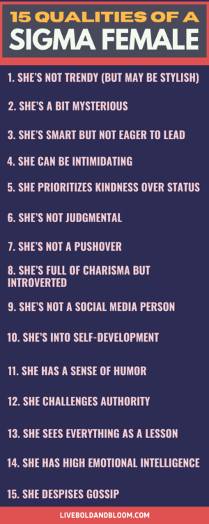 qualities of a sigma female infographic