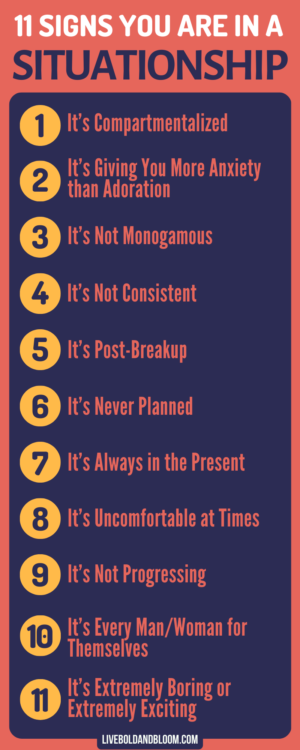 signs you are in a situationship infographic