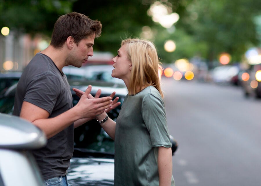 couple having an argument in the street my wife yells at me