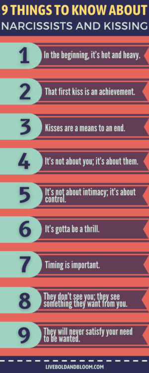 things to know about narcissists and kissing infographic