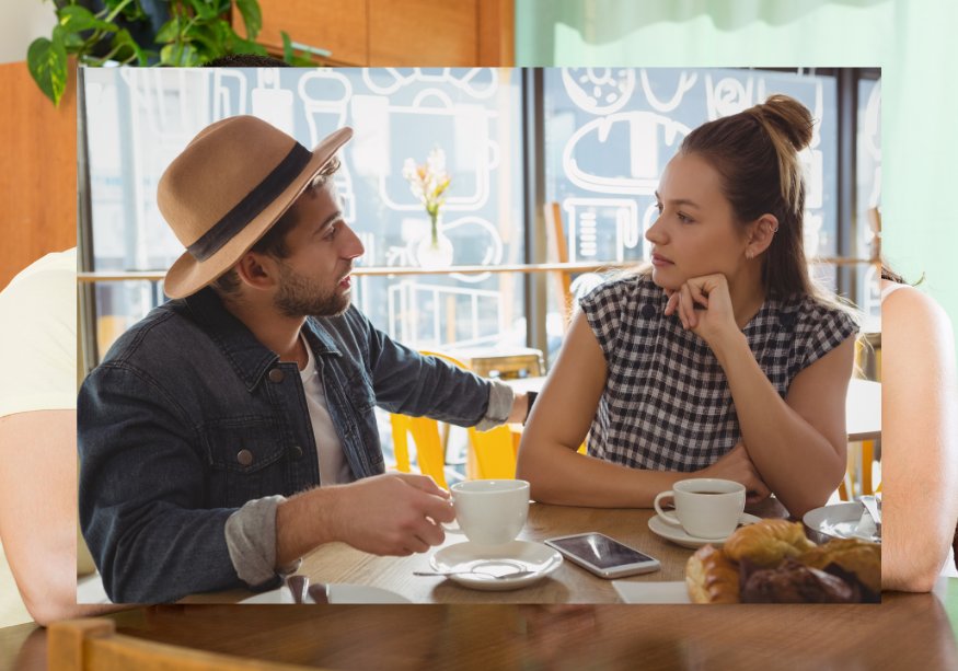 couple having coffee talking Narcissistic Mirroring