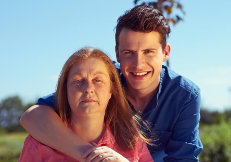 son hugging mother from behind mommy issues in men