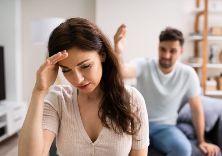 man showing anger with woman verbally abusive husband