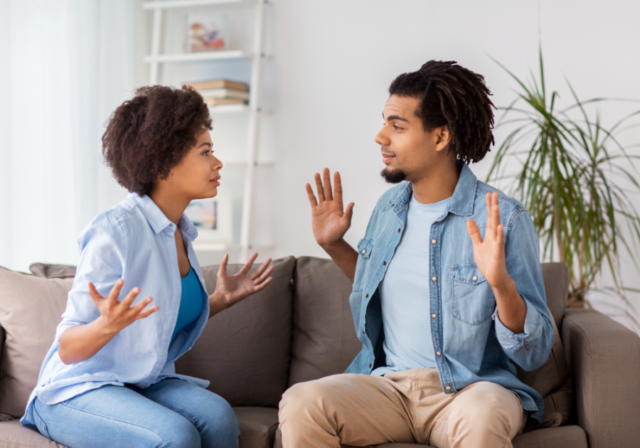 couple arguing on sofa why do narcissists lie