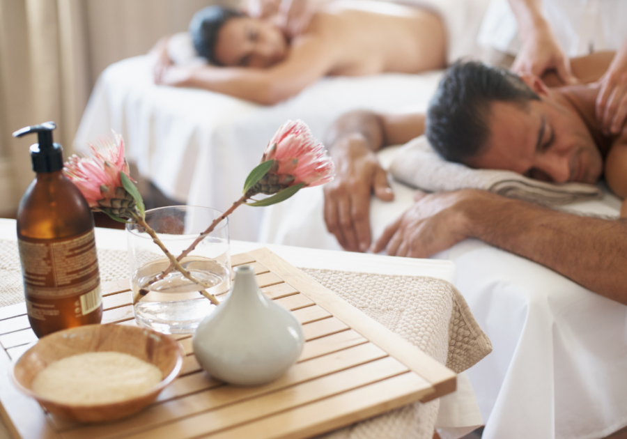 couple on massage tables Couples’ Birthday Ideas