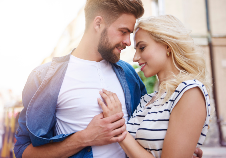 couple standing close and intimate Expectations in a Relationship