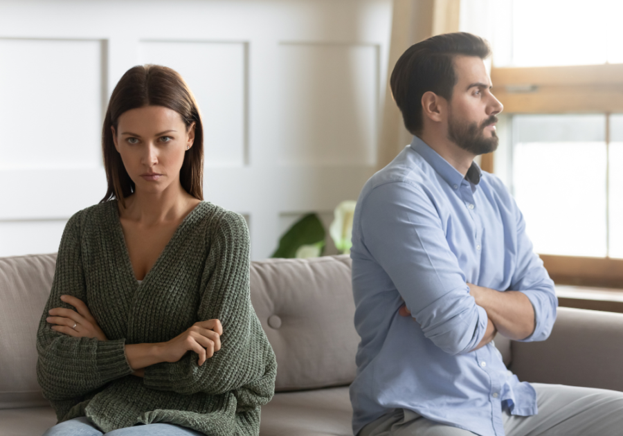 couple sitting with arms crossed not talking Stonewalling Examples