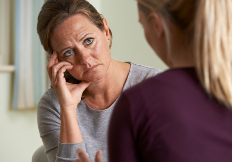 older woman sad talking to younger woman When Your Grown Child Breaks Your Heart