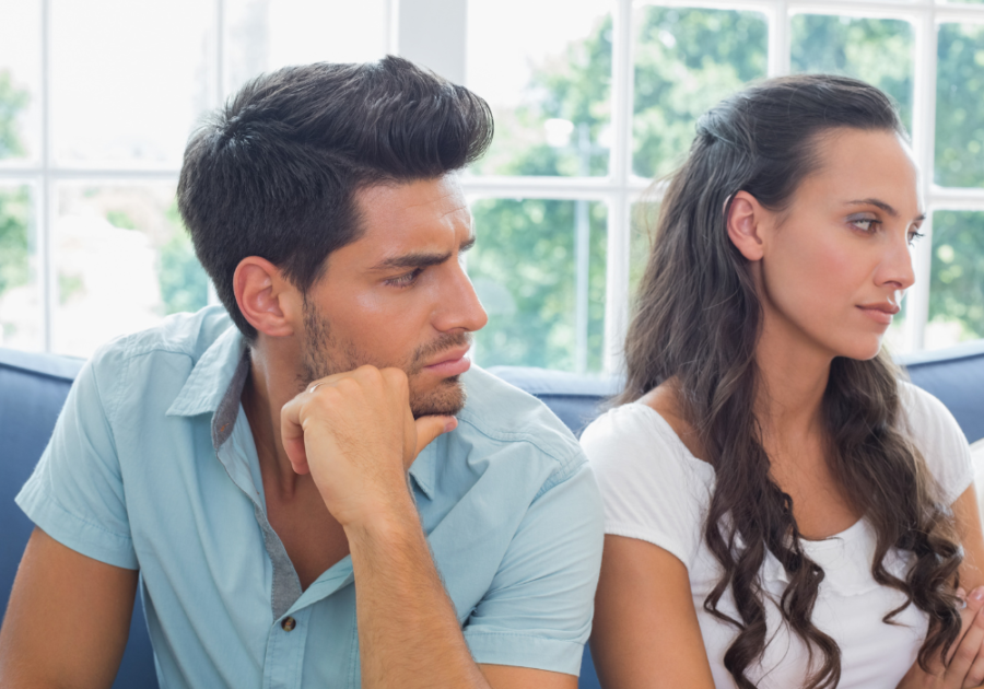 man and woman sitting together with stress expressing your feelings should not turn into an argument