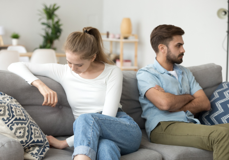 couple sitting on sofa angry not talking what lack of intimacy does to a woman