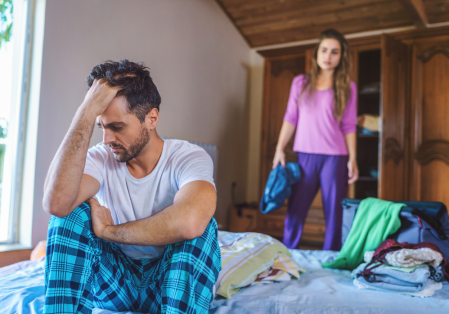 couple in bedroom talking when enough is enough